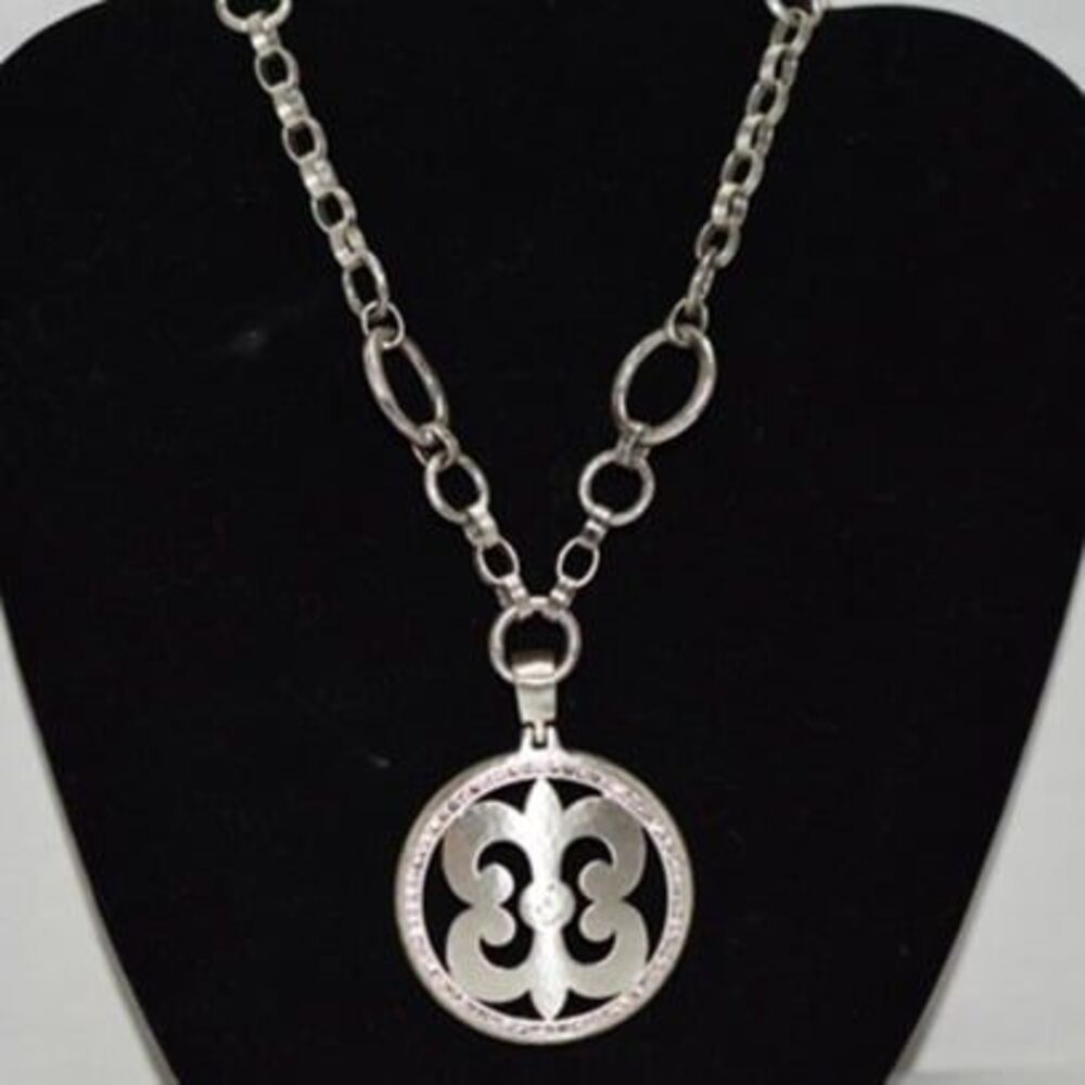 Brighton Vintage Retired Knowledge Is Power Reversible Crystal Pendant Necklace